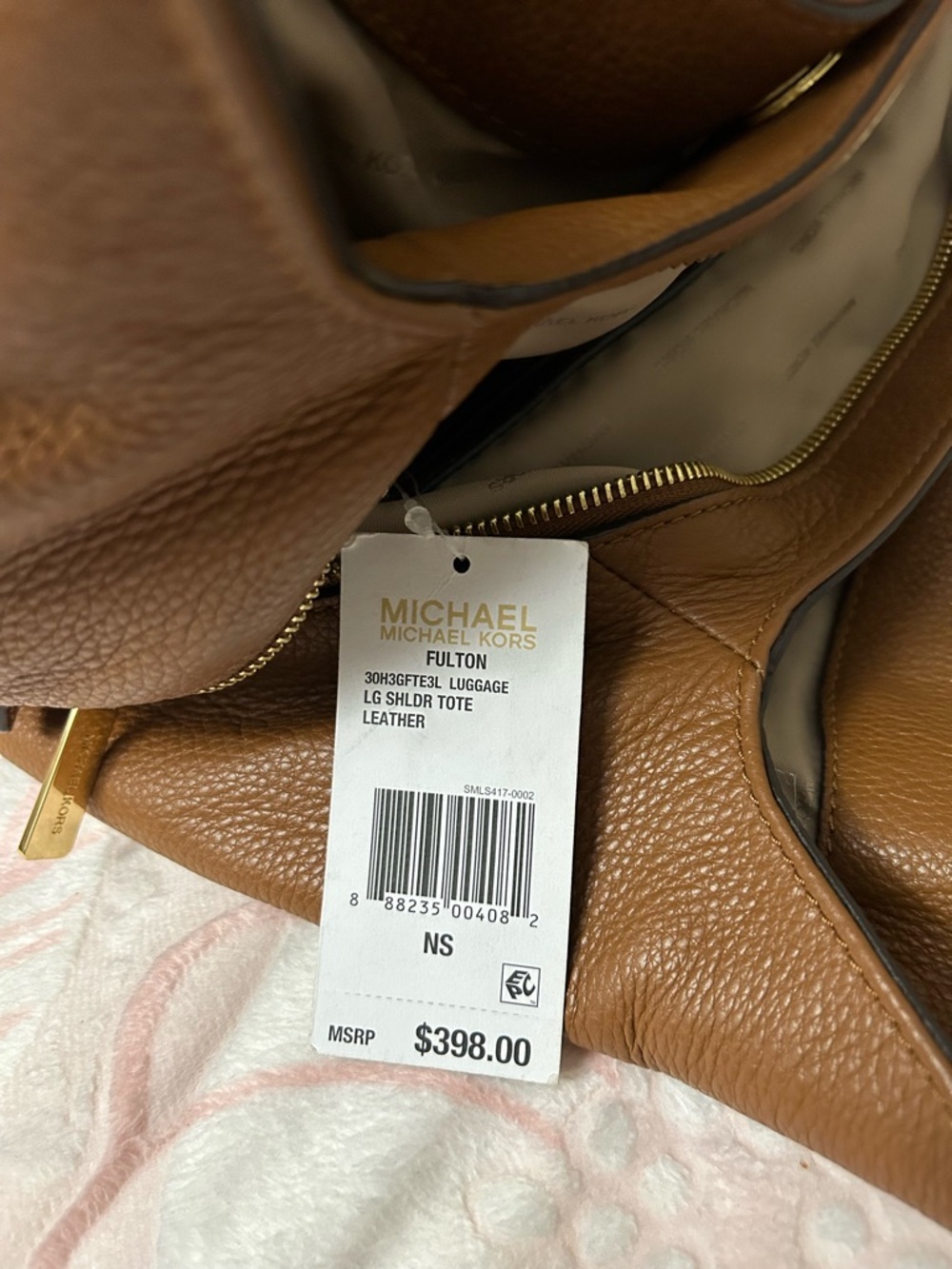 Michael Kors Brown Leather Shoulder Hobo with Gold MK Charm - Picture 3 of 8